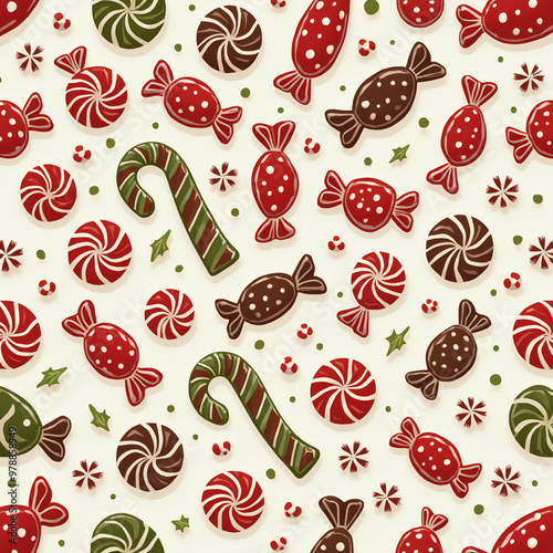 Christmas pattern background. Generative AI.