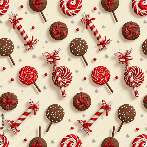 Christmas pattern background. Generative AI.
