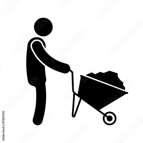 Physical labor icon. Work icon. Silhouette style. Vector icons.