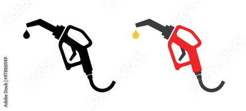 Gasoline Gun icons. Silhouette and flat style. Vector icons. photo