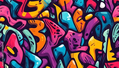 Wallpaper Mural A vibrant and multicolored illustration of beautiful graffiti Torontodigital.ca