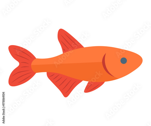 Brightly colored fish with a simple design and bold orange fins, ideal for educational materials, aquatic-themed projects, childrens illustrations, environmental awareness campaigns, and design photo