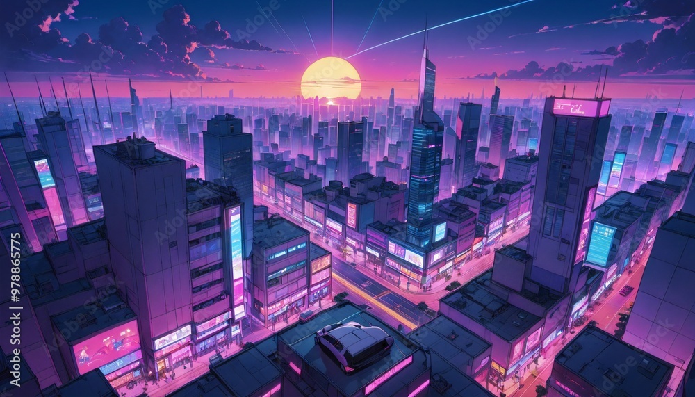 Obraz premium Anime Cityscape