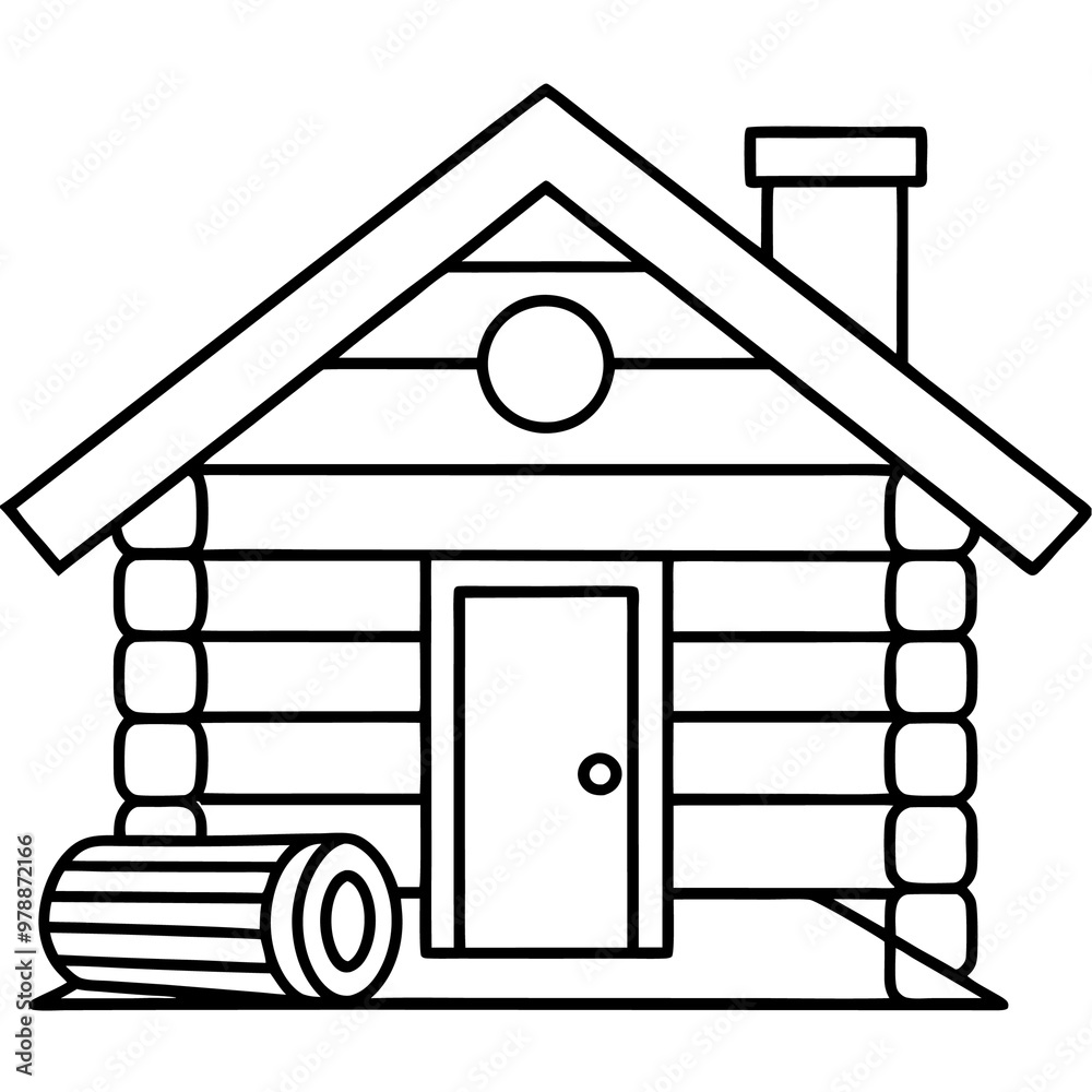 log house outline coloring book page line art drawing log house outline coloring book page line art drawing