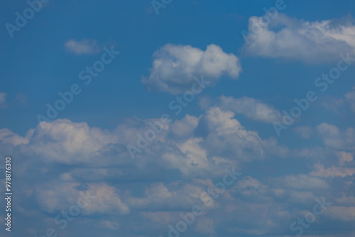 Blue sky and white and gray clouds. Texture background for design.