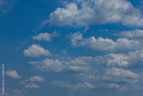 Blue sky and white and gray clouds. Texture background for design.