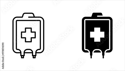 IV Bag Infusion Medical Icon set, vector illustration on white background