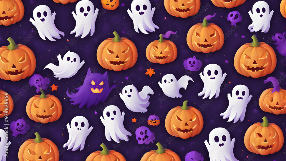 Cute Halloween background, unique Halloween wallpaper, Halloween day concept illustration, ai generated Cute Halloween background, unique Halloween wallpaper, Halloween day concept illustration, ai generated