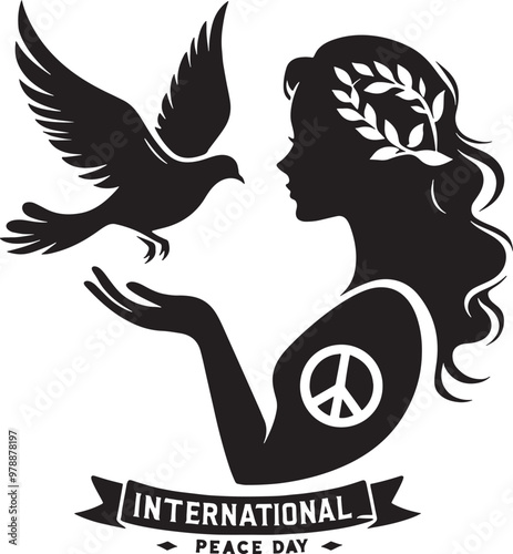 International Peace Day Silhouette Vector Illustration