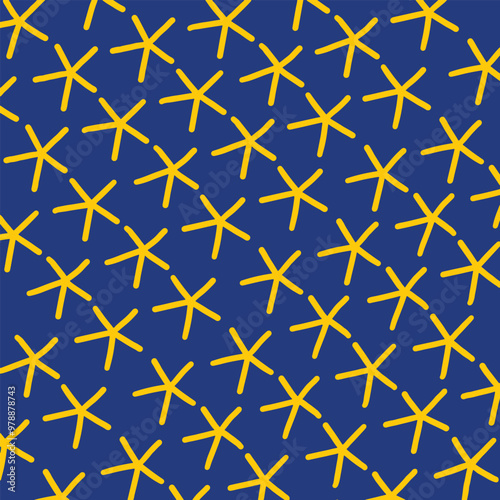 Vector illustration of an ancient egyptian pattern with golden star on Nile blue background.