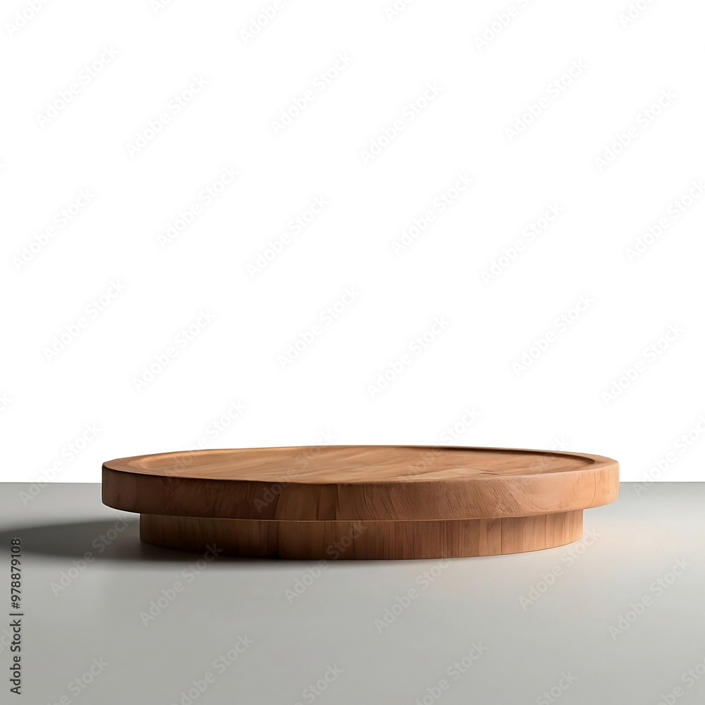 A wooden plate or podium in front of transparent background A wooden plate or podium in front of transparent background