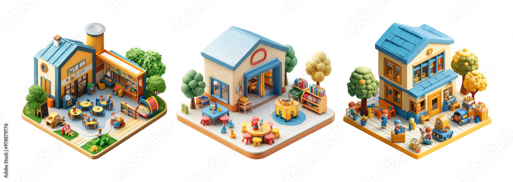 Vibrant miniature village with shops, cozy cafes, and playful scenes