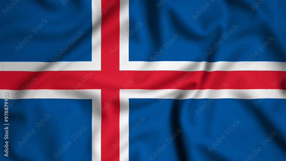 Fototapeta premium Iceland flag waving in the wind background illustration, silk