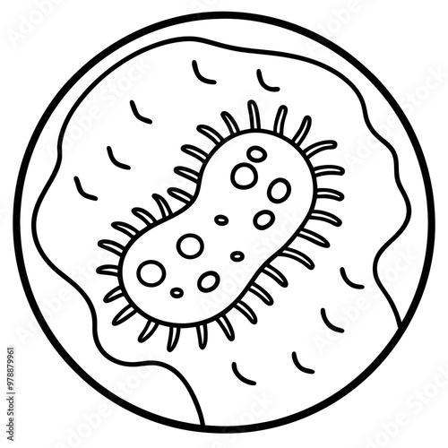 microbes outline coloring book page line art drawing