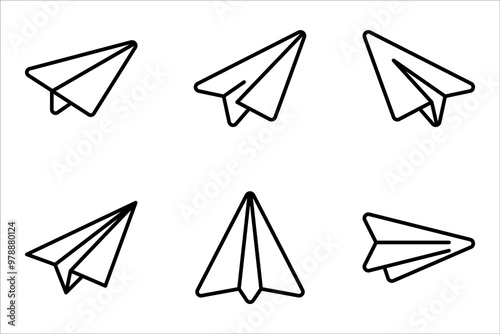 Set of airplane paper Line Icons, vector illustration on white background