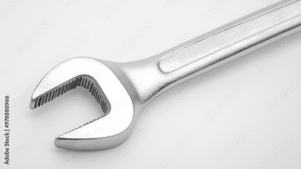 Close-up of a Shiny Wrench on a White Background Close-up of a Shiny Wrench on a White Background