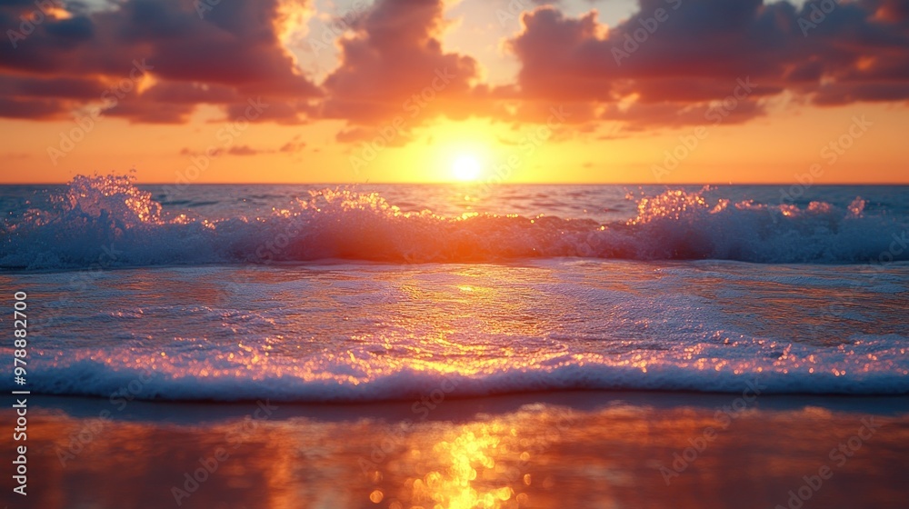 Obraz premium Sunset over the Ocean Waves