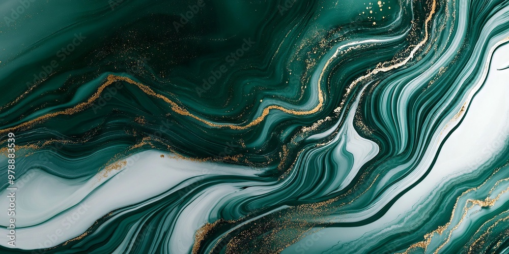 Elegant Teal and Gold Abstract Marble Painting Elegant Teal and Gold Abstract Marble Painting