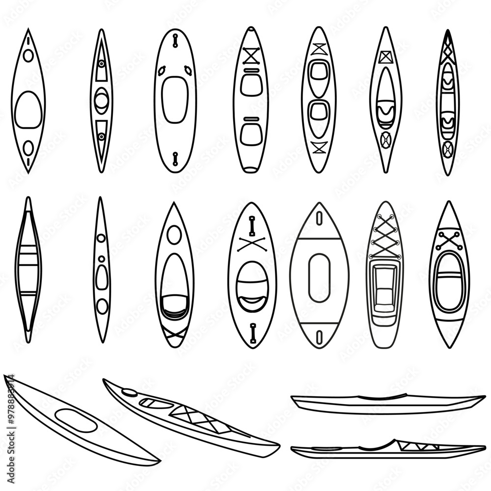 Kayak icon vector set. Kayak illustration sign collection. Rowing symbol or logo.