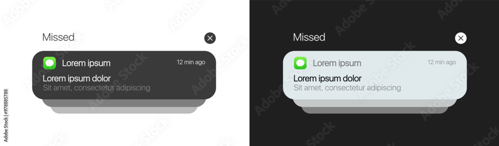 Push notifications icons. Message bubble icons. Flat style. Vector icons.
