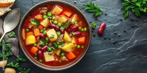 Vibrant Vegetable Soup with Beans and Fresh Herbs