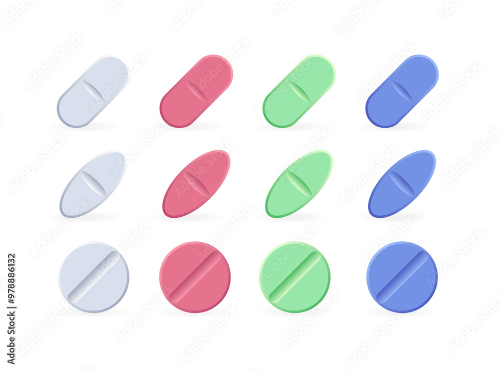 Pills set icons. Flat style. Vector icons. Pills set icons. Flat style. Vector icons.