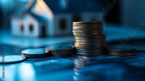 create an image of loans, debts, home mortgages or accounts receivable shades of blue