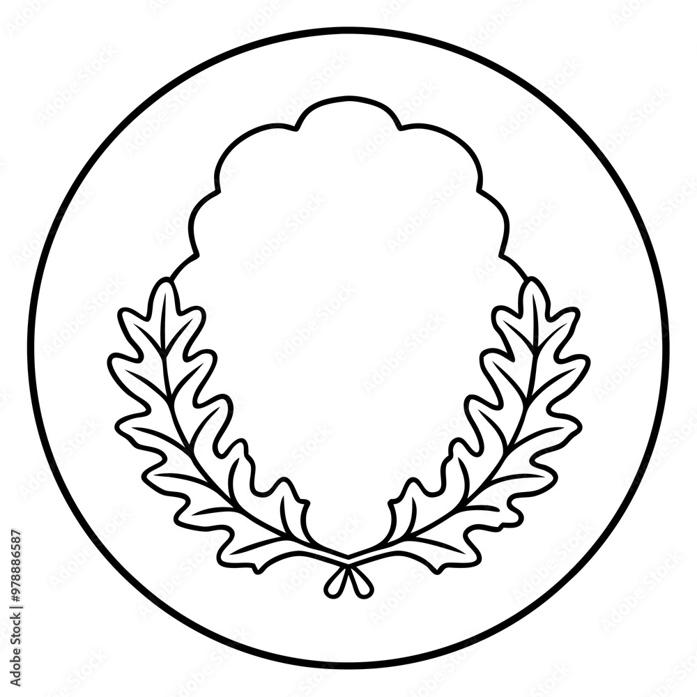 oak wreath frame outline coloring book page line art drawing oak wreath frame outline coloring book page line art drawing
