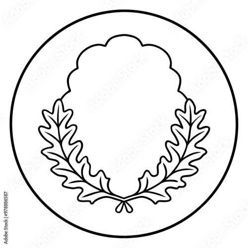 oak wreath frame outline coloring book page line art drawing