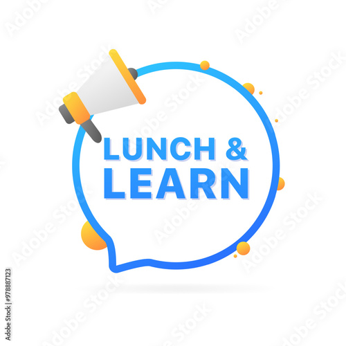 Lunch and learn message icon. Megaphone icon. Flat style. Vector icon.