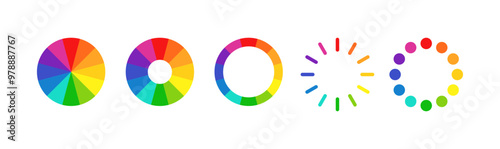 Color wheel set icons. Flat style. Vector icons.