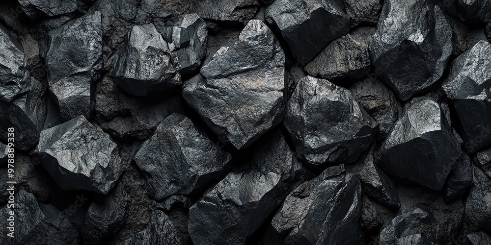 Close-up View of Dark Rocks with Rough Texture in Monochrome Close-up View of Dark Rocks with Rough Texture in Monochrome