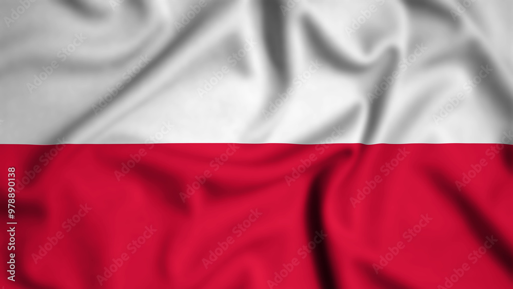 Poland flag waving in the wind background illustration, silk