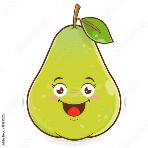 pear playful face cartoon cute