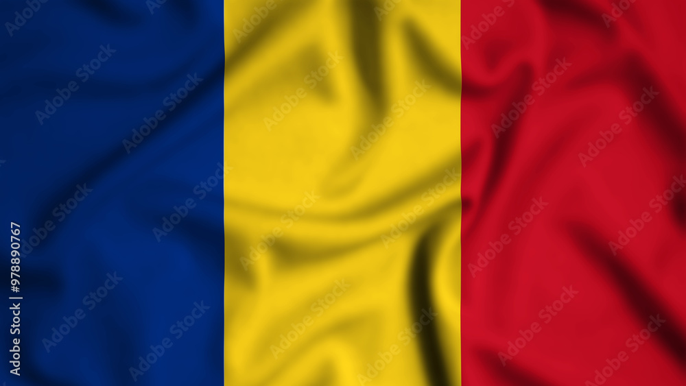 Romania flag waving in the wind background illustration, silk Romania flag waving in the wind background illustration, silk