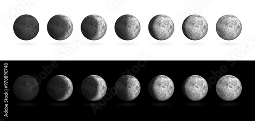 Moon phases set icons. Flat style. Vector icons.