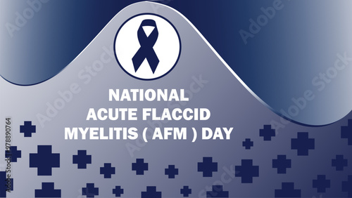 acute flaccid myelitis vector banner design with geometric shapes and vibrant colors on a horizontal background.