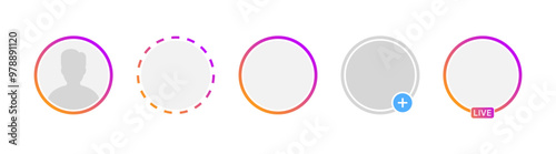 Profile icon set icons. Instagram icons. Flat style. Vector icons.