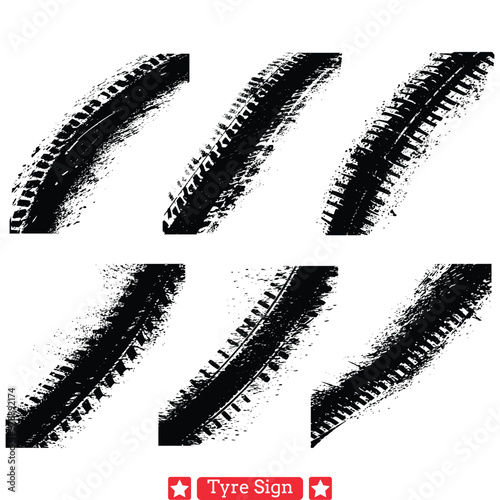 Tire Track Silhouette Bundle  Motorcycle Trail Symbols Pack