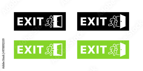 Exit set icons. Flat and silhouette style. Vector icons.