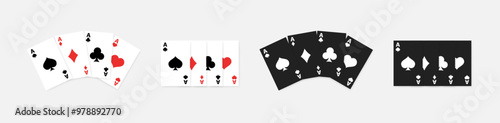 Card set icons. Flat and silhouette style. Vector icons.