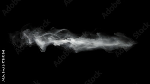 Abstract White Smoke Stream on a Black Background