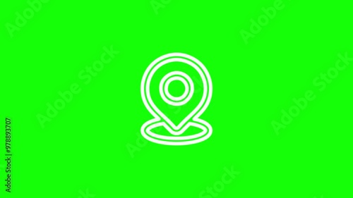 Animation of a location pin icon on a green background. 4K video. Looped animation.