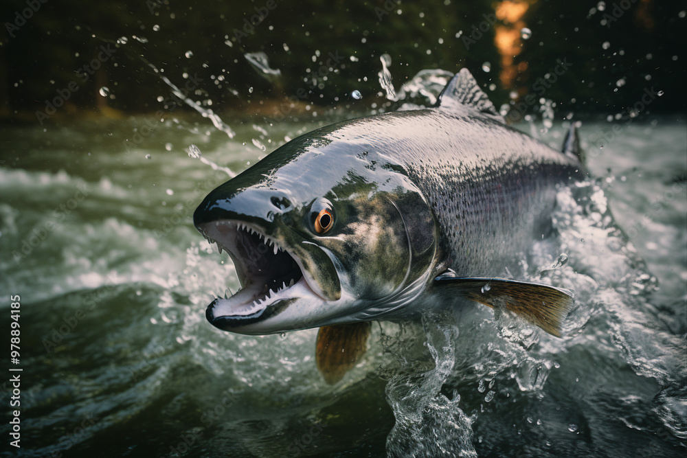 Fototapeta premium Created with generative ai photo of fish predator swimming under water