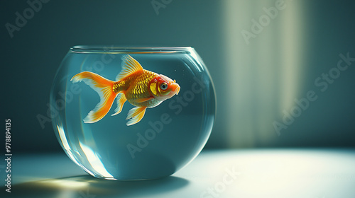 A goldfish swimming in a cl...