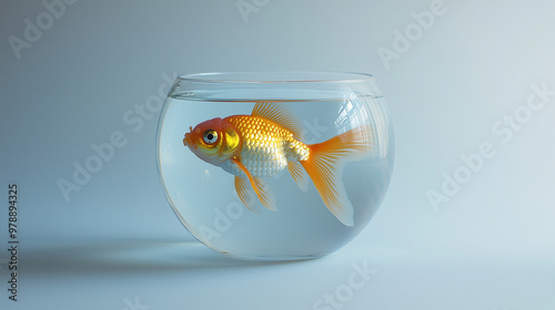 A goldfish swimming in a cl...