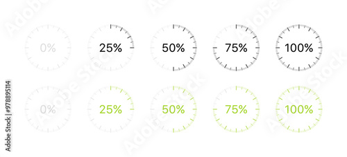 Timer set icons. Flat and linear style. Vector icons.