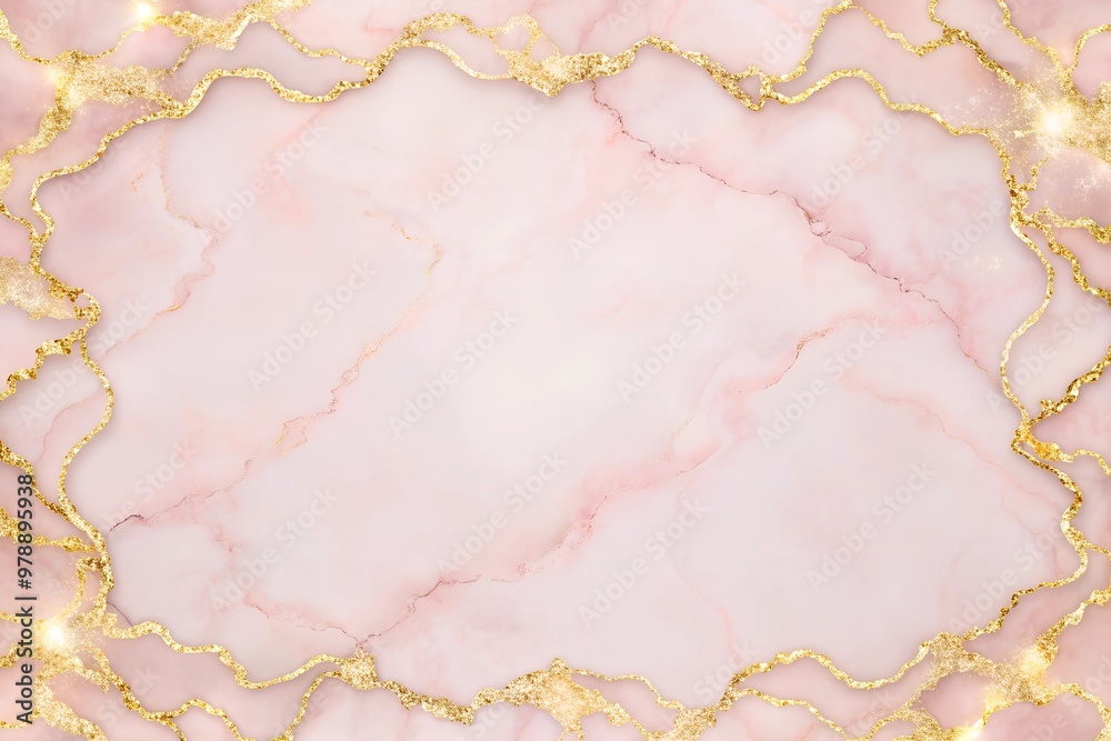 Fototapeta premium pink marble background, textured with splashes of gold and golden wavy lines