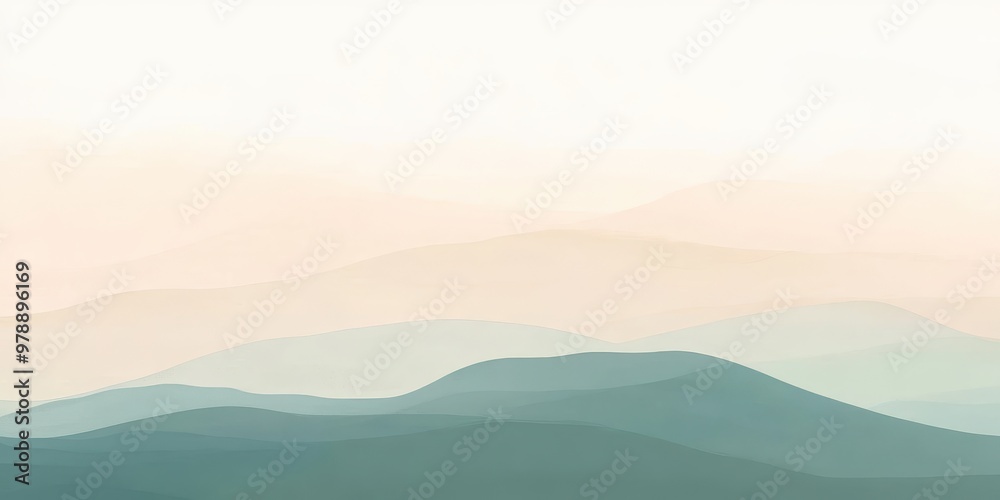 Obraz premium Soft, abstract landscape with layered hills in muted colors, evoking tranquility and calmness.