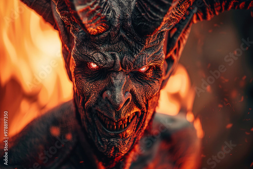 Plakat A devil from hell created with generative AI illustration